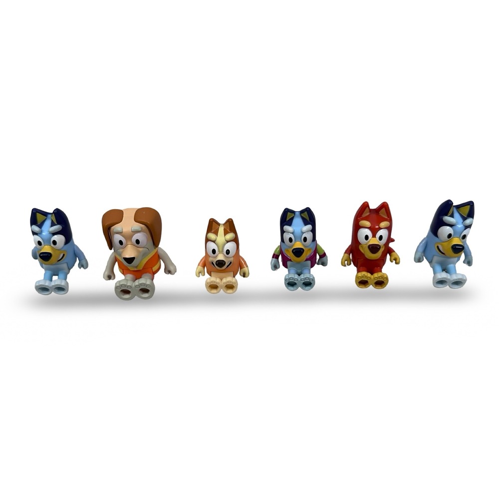 Bluey and Friends 6 Piece Action Figure Lot Bluey Bingo Rusty Snickers Figures